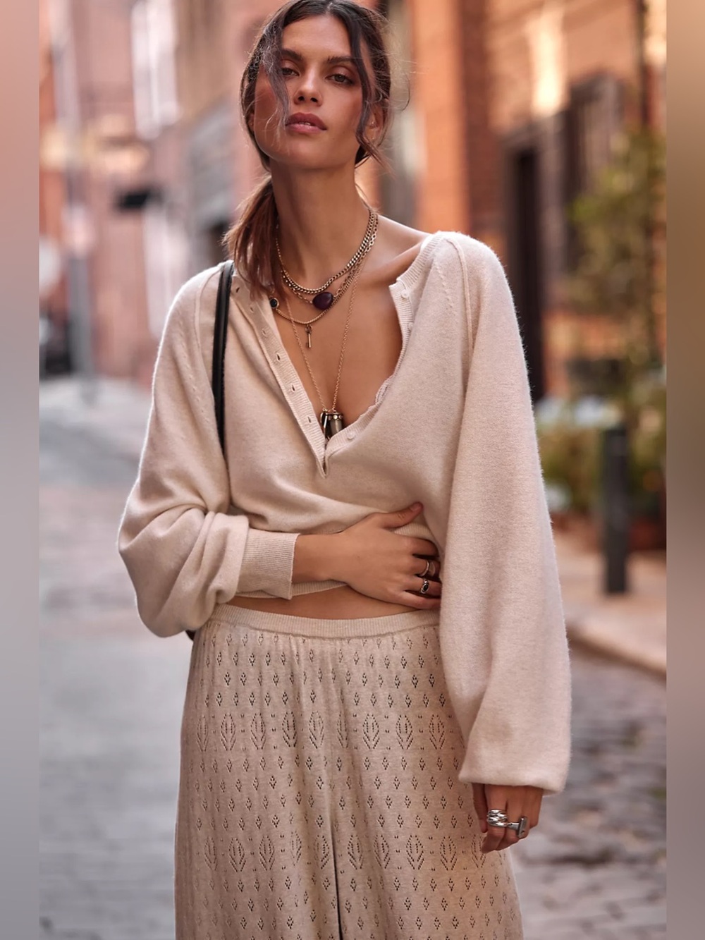 Free People Porta Cashmere Henley Sweater - Picture 7 of 9
